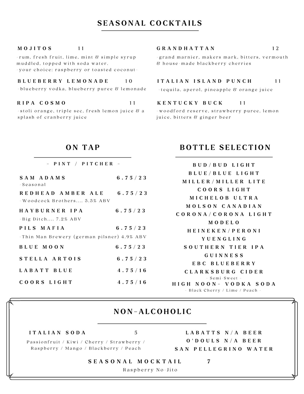 Wine List / Cocktail Menu 3