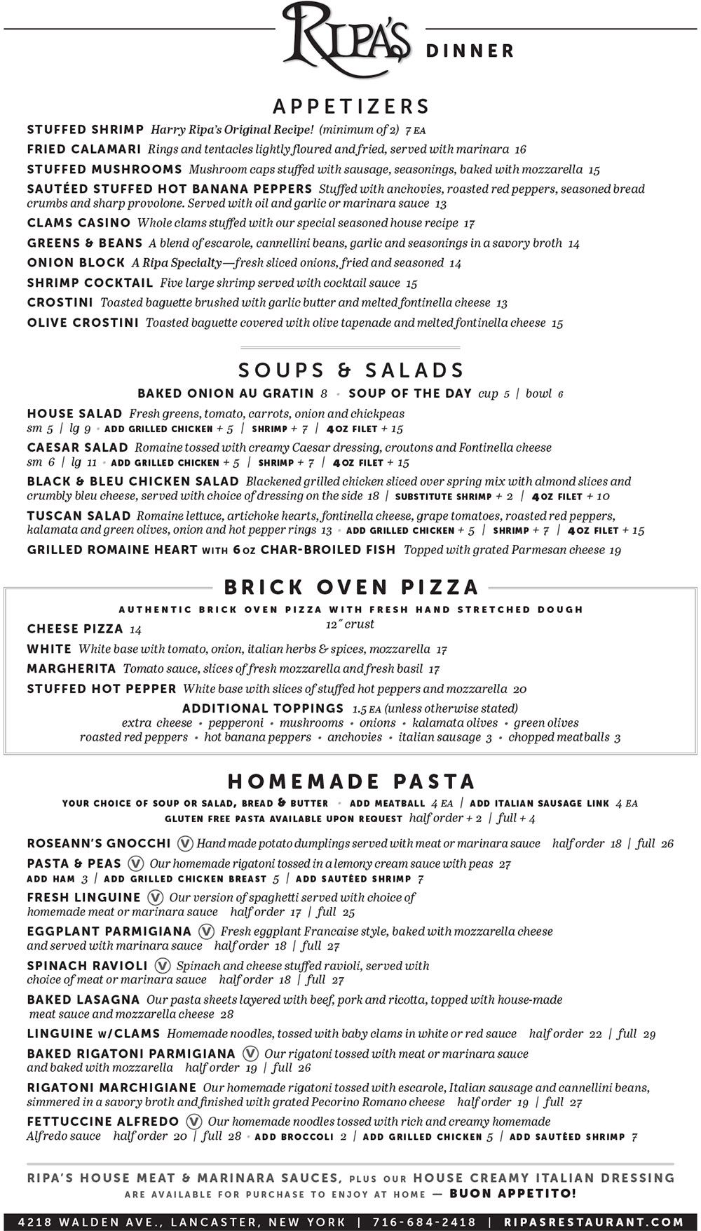 Dinner Menu 1