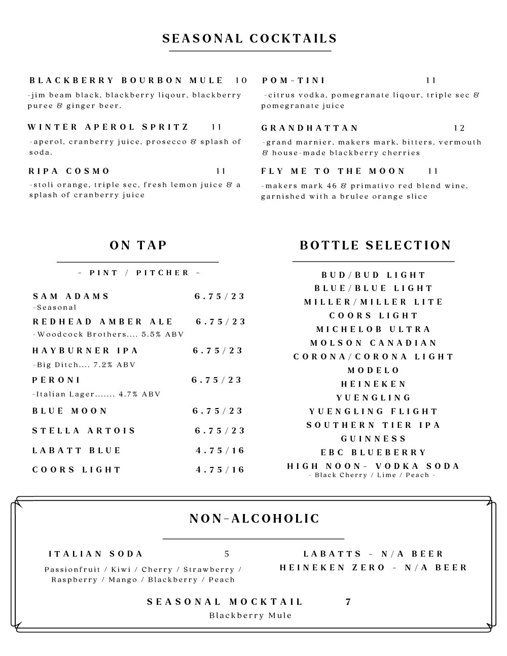 Wine List / Cocktail Menu 3