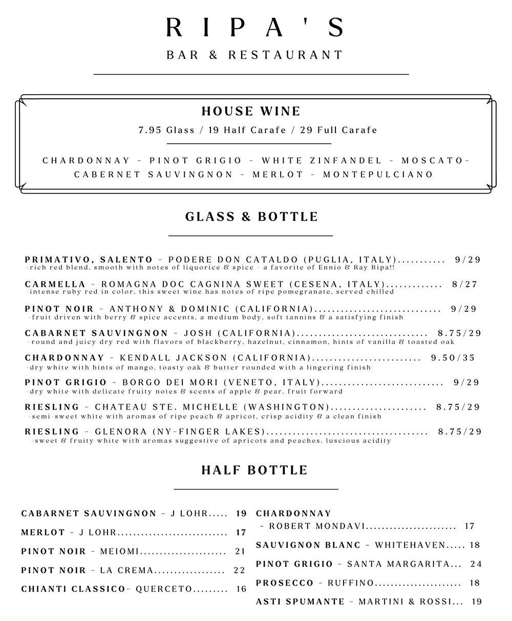 Wine List / Cocktail Menu 1