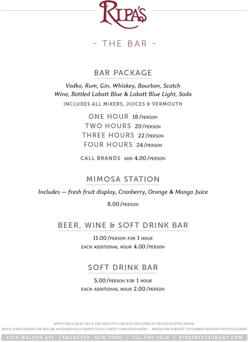 Bar Menu 1