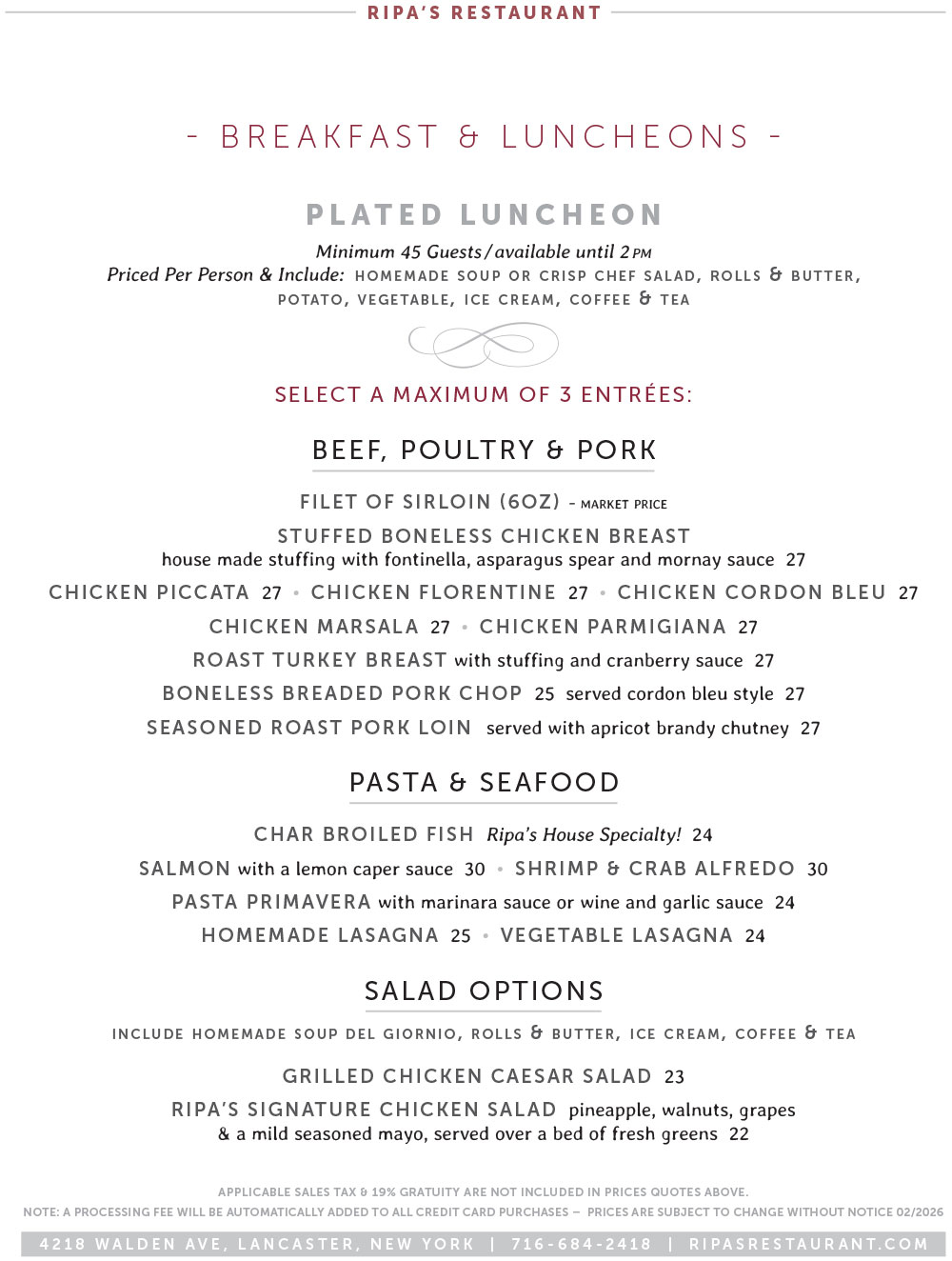 Breakfast & Luncheon Menu 2