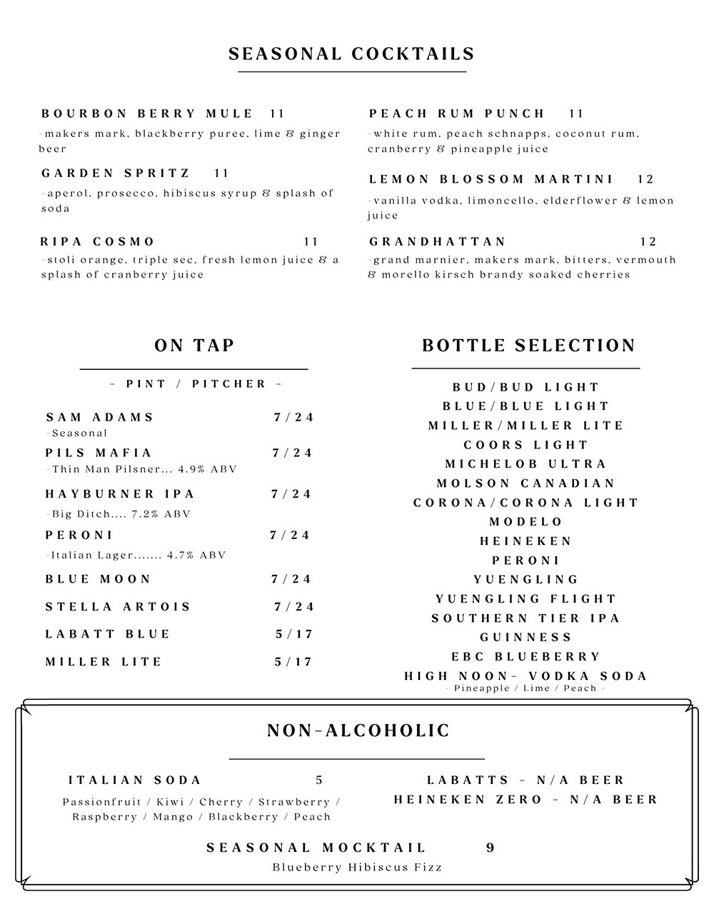 Wine List / Cocktail Menu 3